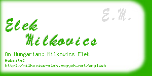 elek milkovics business card